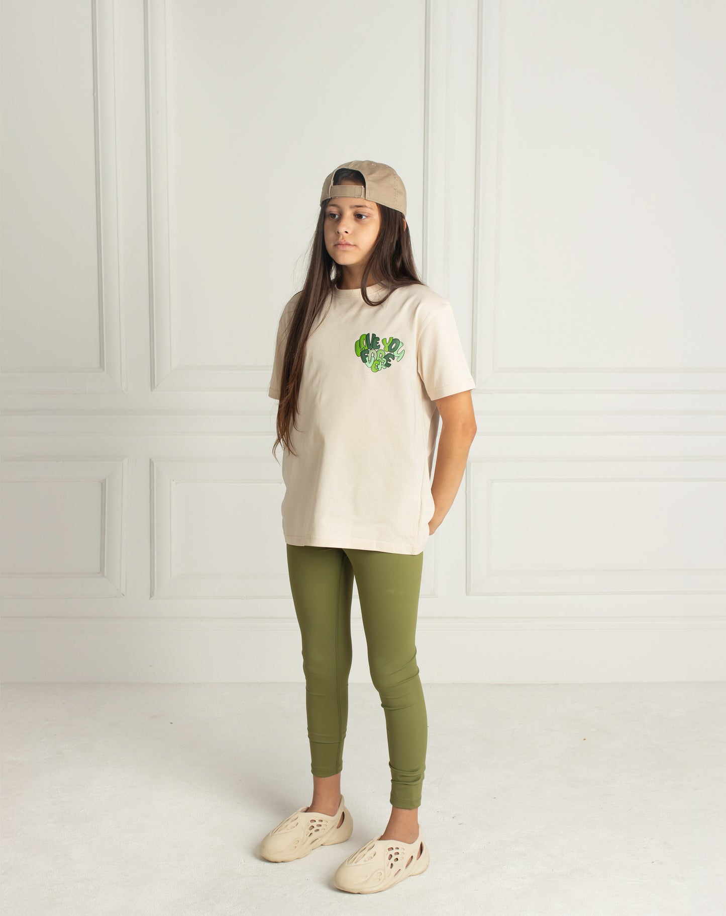 Love you forever oversize t-shirt natural with green