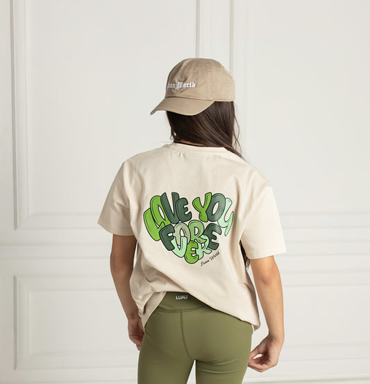 Love you forever oversize t-shirt natural with green